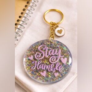 Glittery Gold 'Stay Humble' Key Holder